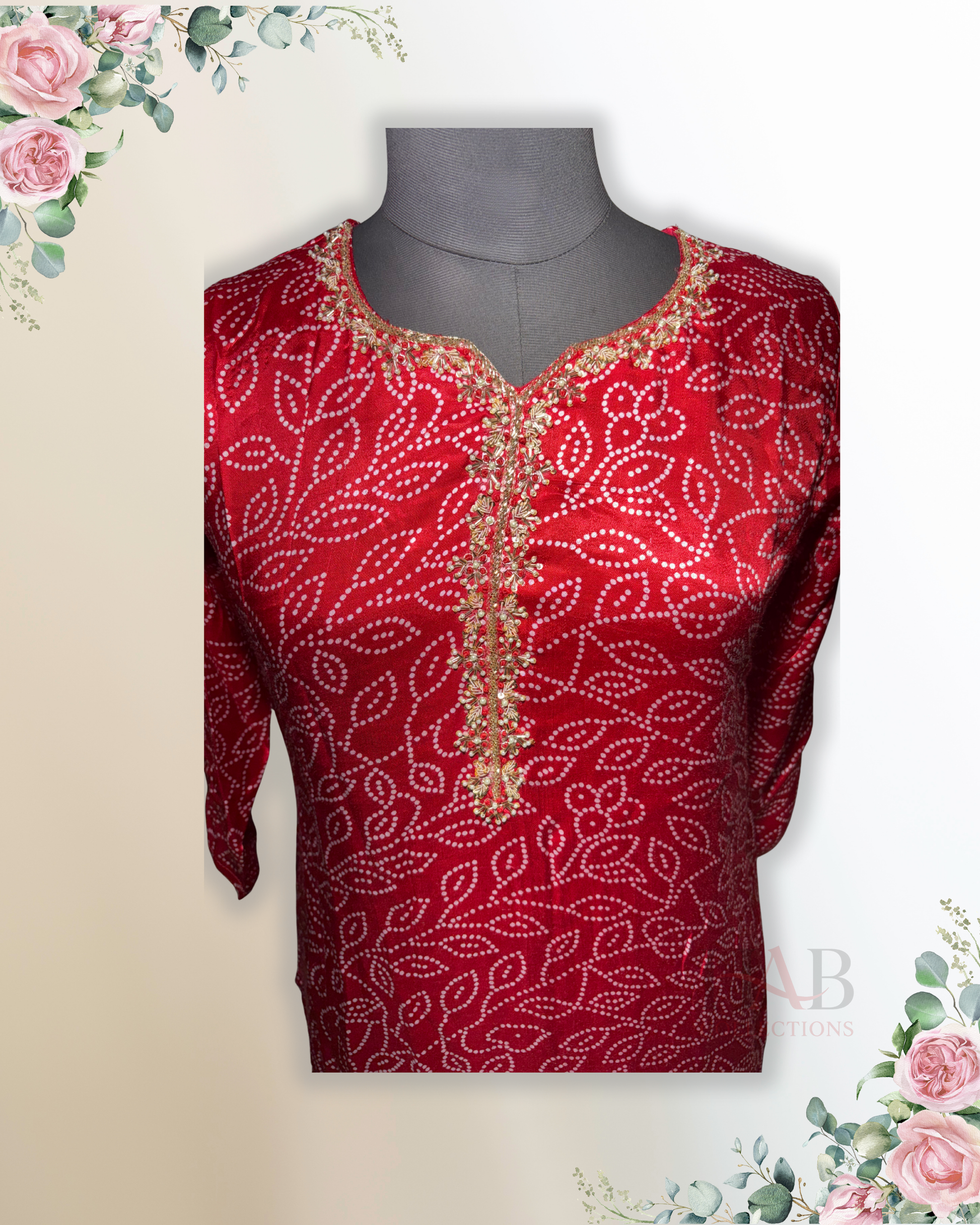 Festive Wear Red Straight Cut Kurta Set - HAB Collections