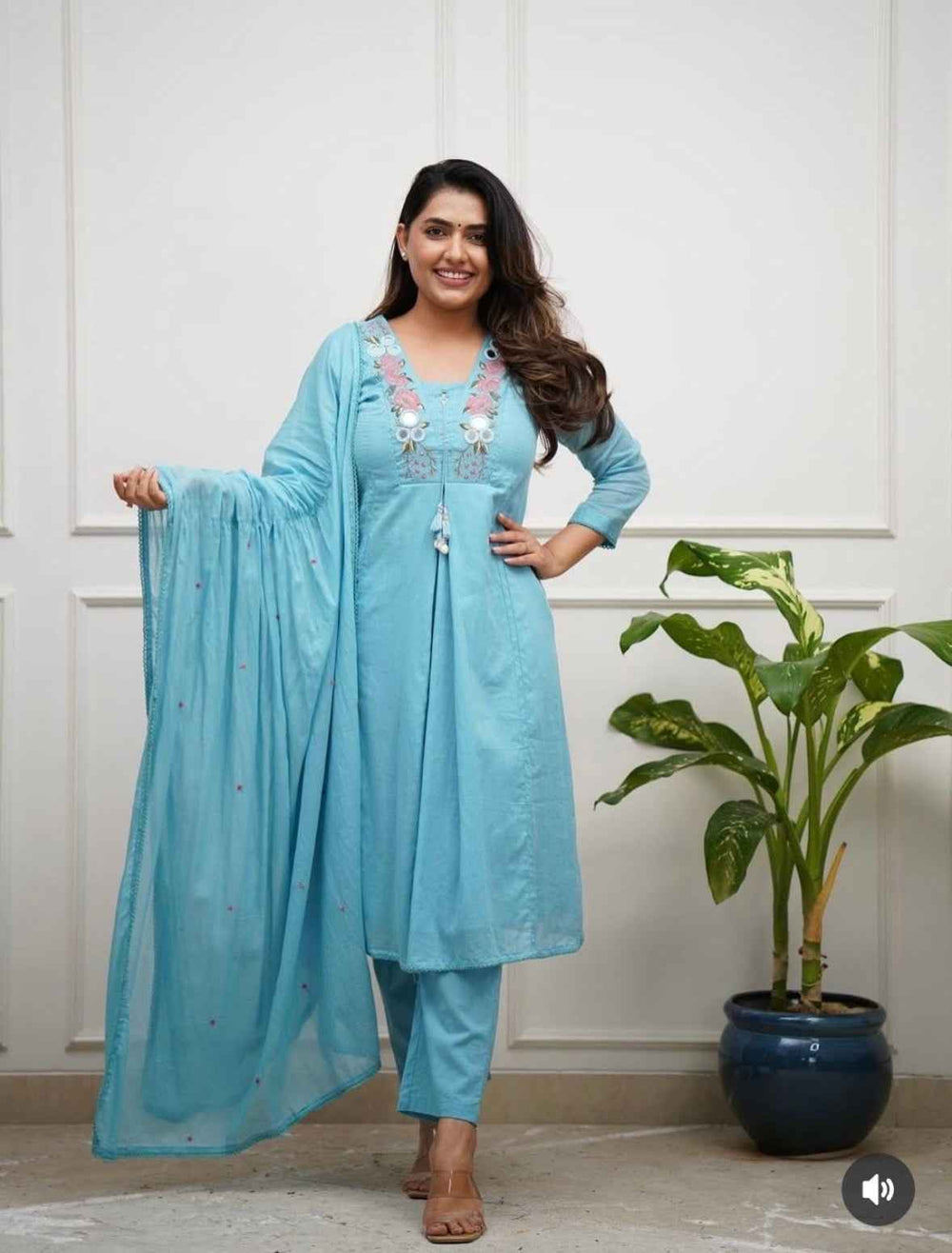 Sky Blue Cotton Kurta Set - HAB Collections