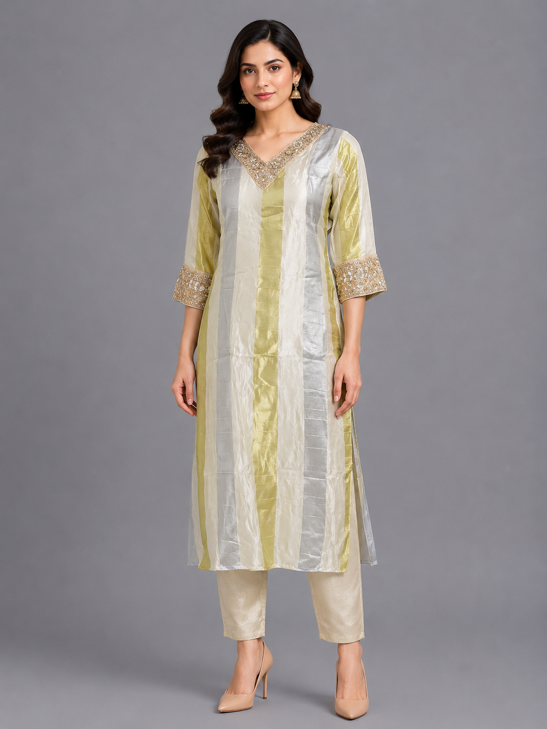 Festive Wear White HO Silk Kurta Set - Code: KSWH5