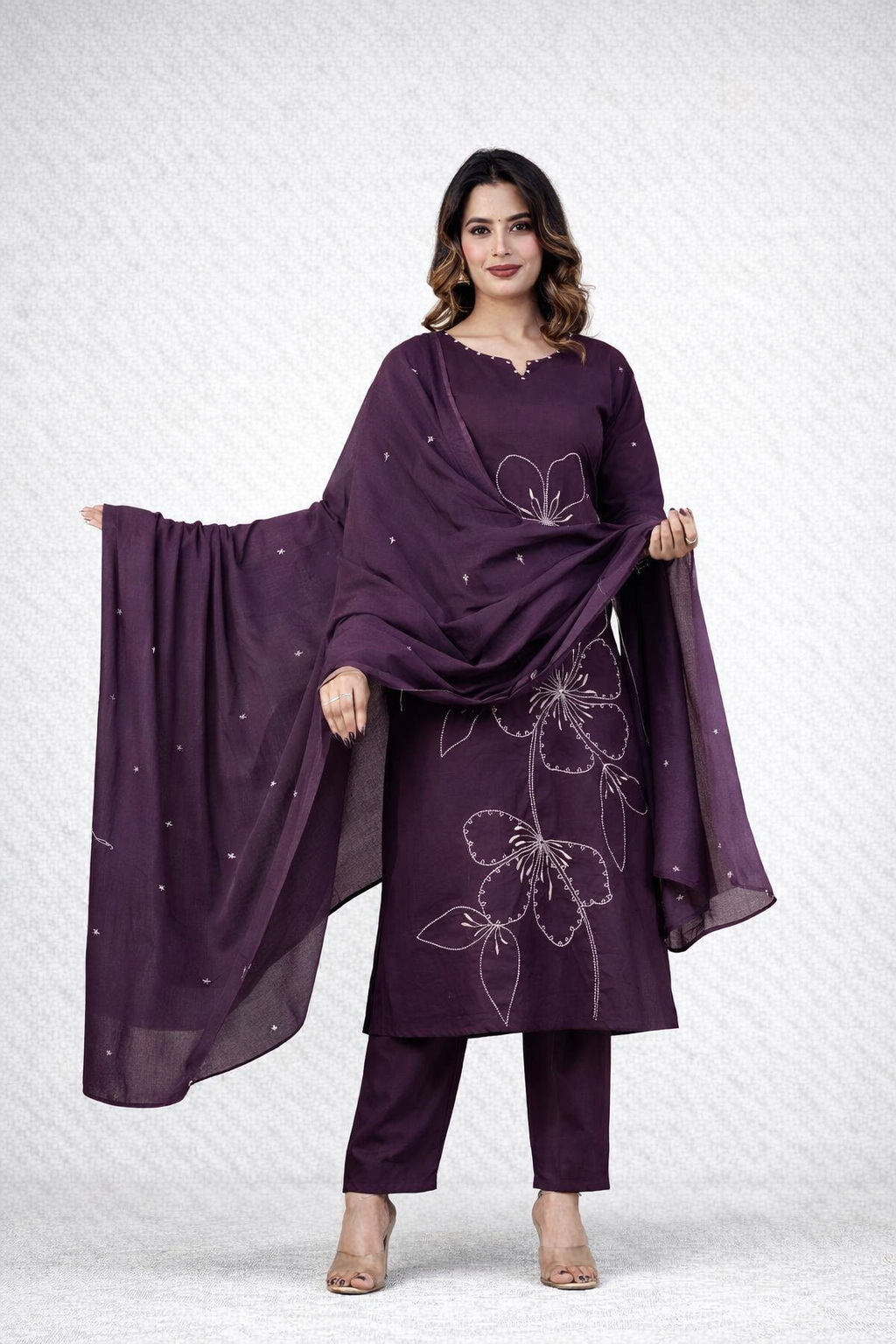 Daily Wear Wine Kurta Set