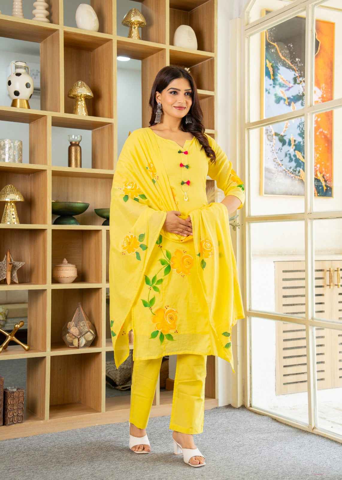 Daily Wear Yellow Cotton Kurta Set