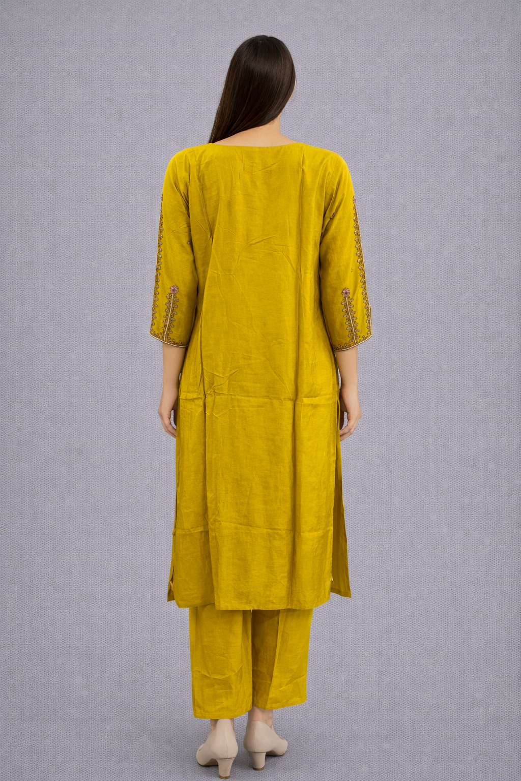 Festive Wear Yellow Dola Silk Kurta Set - Code: KSYE6